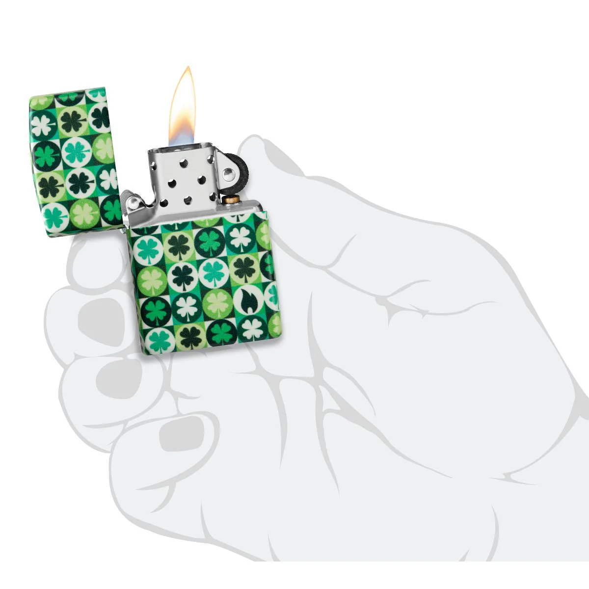 Zippo Lighter: Four-leaf Clovers - Glow-in-the-Dark Green 46015 - Image 10