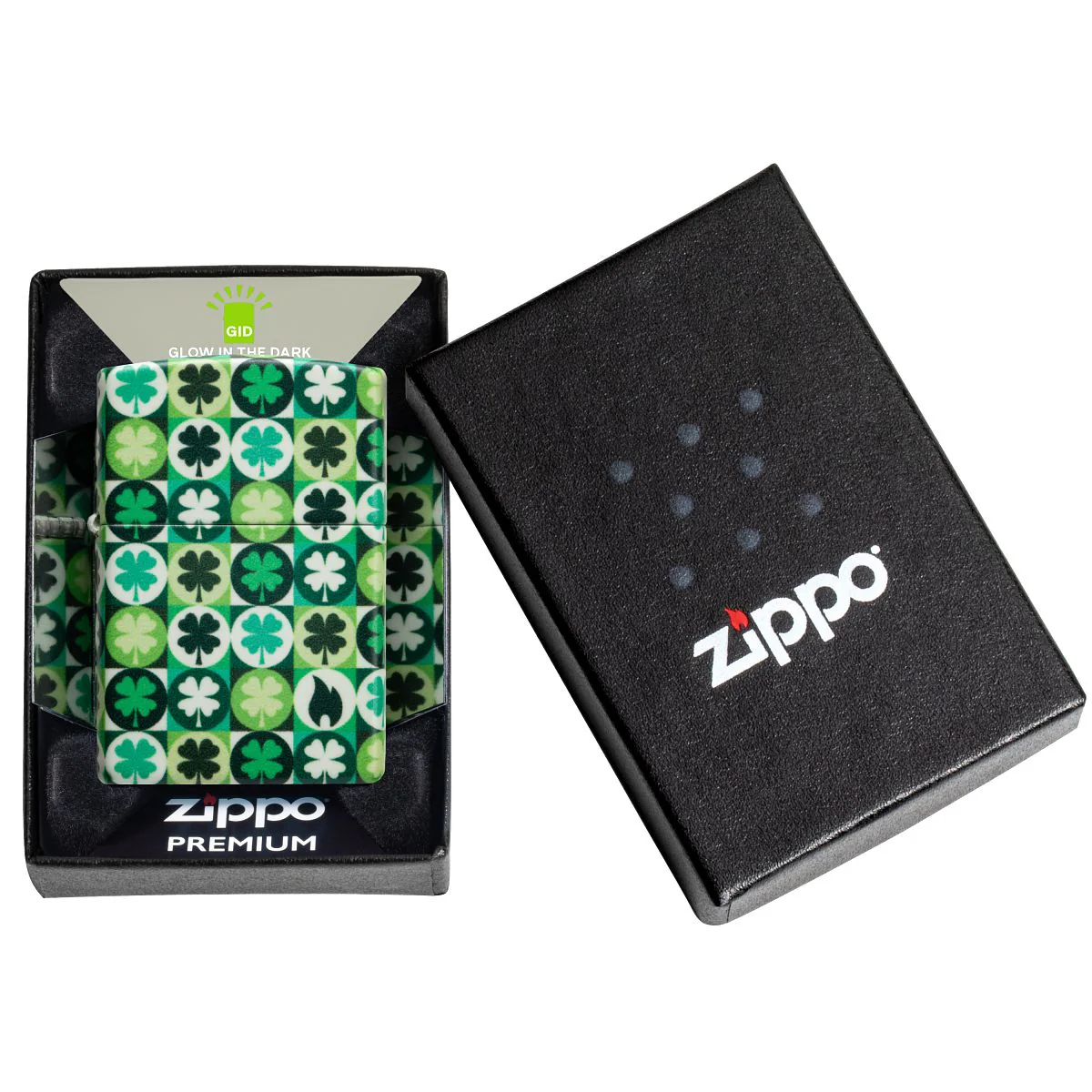 Zippo Lighter: Four-leaf Clovers - Glow-in-the-Dark Green 46015 - Image 11