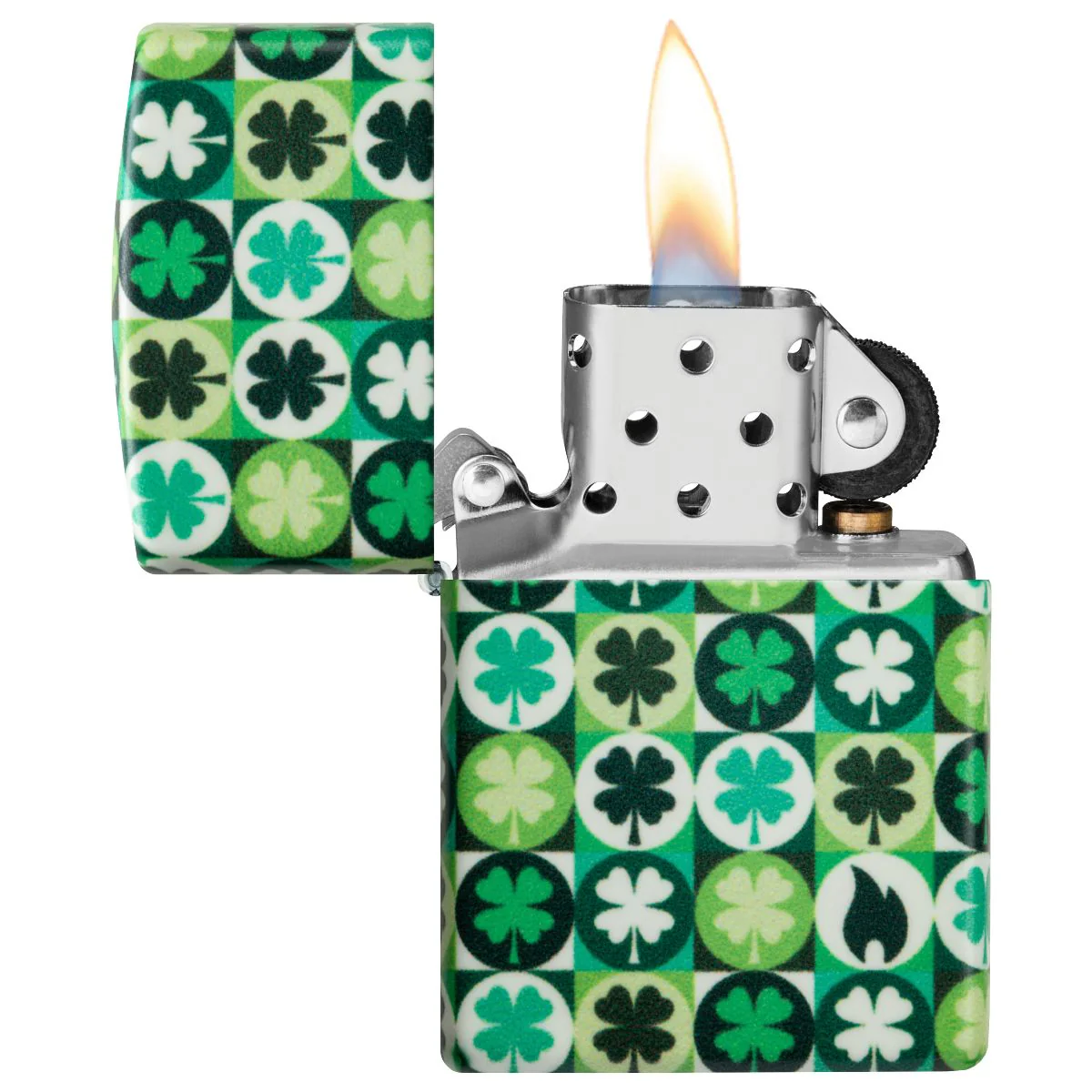 Zippo Lighter: Four-leaf Clovers - Glow-in-the-Dark Green 46015 - Image 8