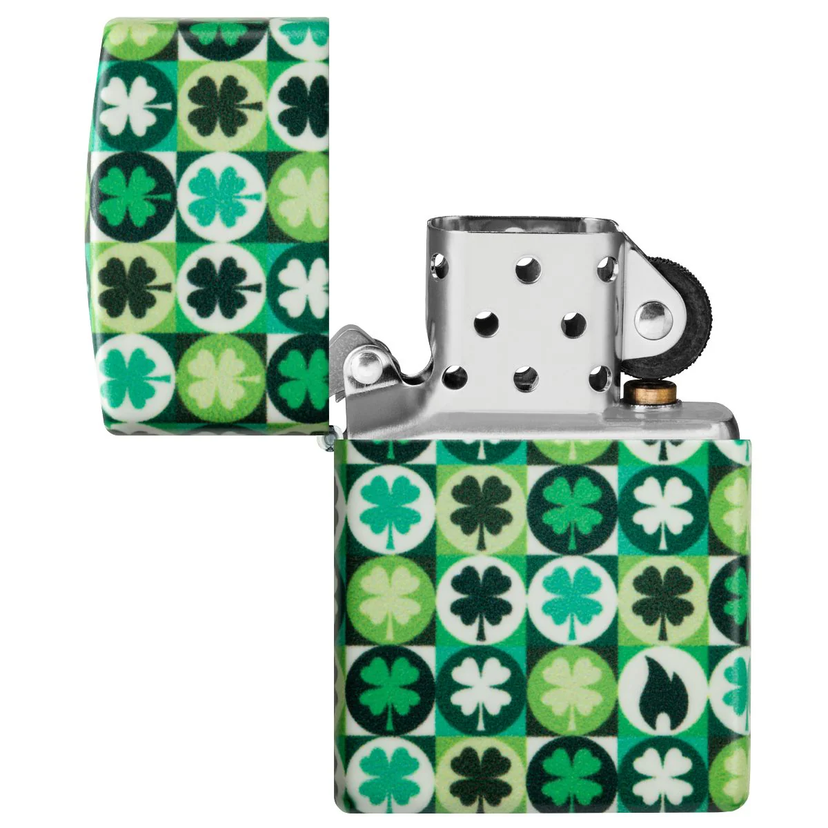 Zippo Lighter: Four-leaf Clovers - Glow-in-the-Dark Green 46015 - Image 9