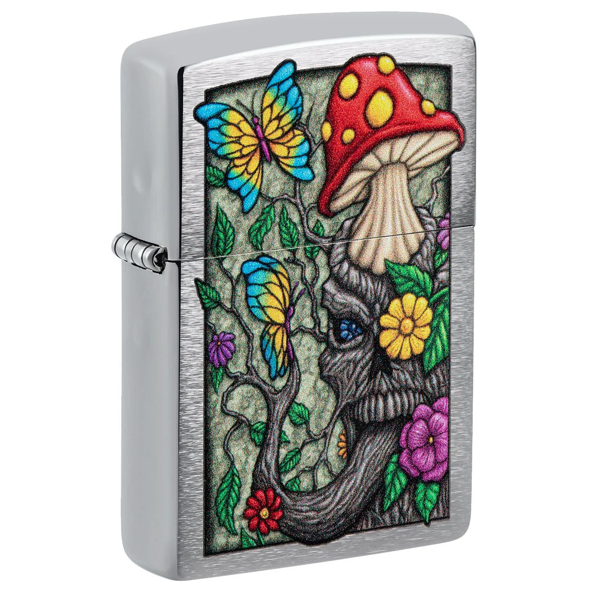 Zippo Lighter: Freaky Nature Design - Brushed Chrome 48635