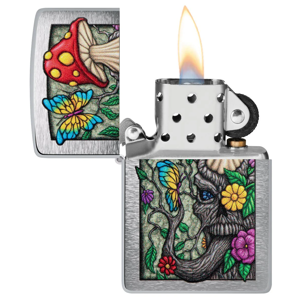 Zippo Lighter: Freaky Nature Design - Brushed Chrome 48635 - Image 3