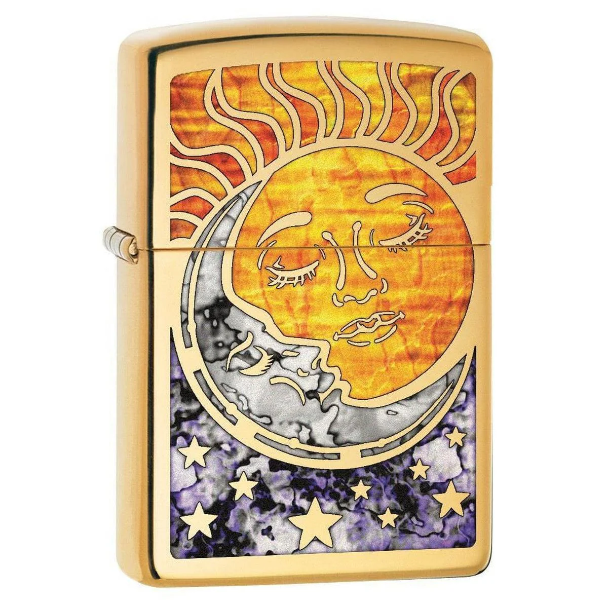 Zippo Lighter: Fusion Sun and Moon - High Polish Brass 78780