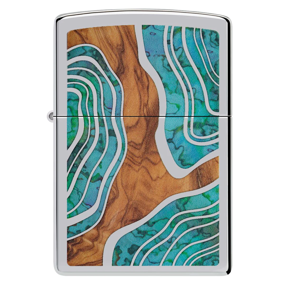 Zippo Lighter: Fusion Wood and Shell Design - High Polish Chrome 46118 - Image 2