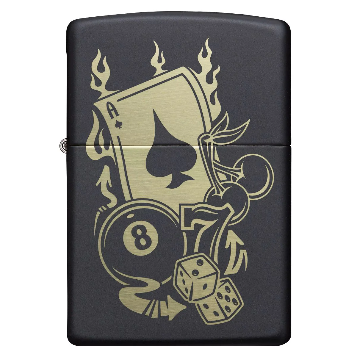 Zippo Lighter: Gambling Icons, Engraved - Black Matte 49257 - Image 2
