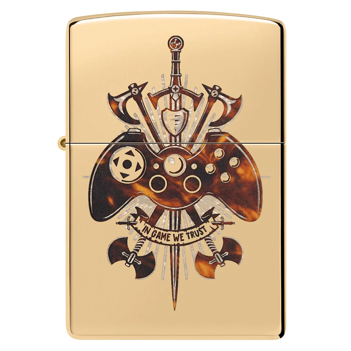 Zippo Lighter: Gamer Creed Design - High Polish Brass 46141 - Image 2