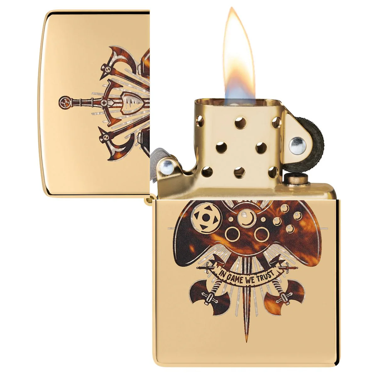 Zippo Lighter: Gamer Creed Design - High Polish Brass 46141 - Image 3