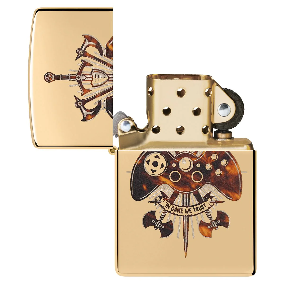 Zippo Lighter: Gamer Creed Design - High Polish Brass 46141 - Image 4