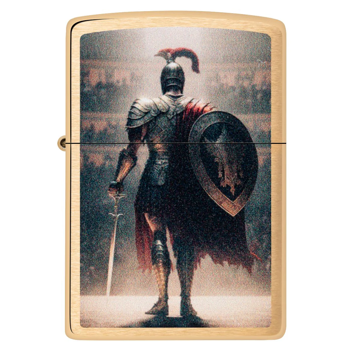 Zippo Lighter: Gladiator with Sword - Brushed Brass 46374 - Image 2