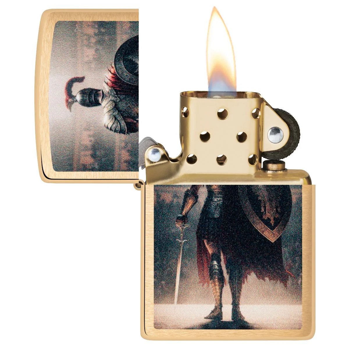 Zippo Lighter: Gladiator with Sword - Brushed Brass 46374 - Image 3