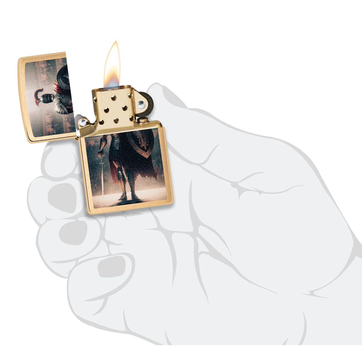 Zippo Lighter: Gladiator with Sword - Brushed Brass 46374 - Image 5