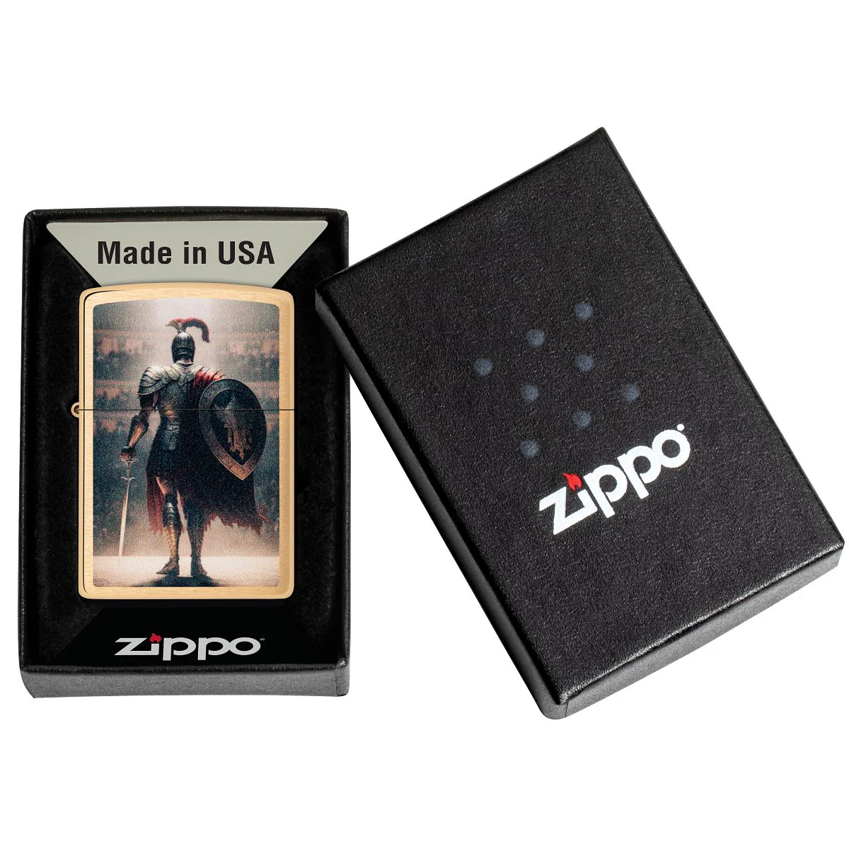 Zippo Lighter: Gladiator with Sword - Brushed Brass 46374 - Image 6