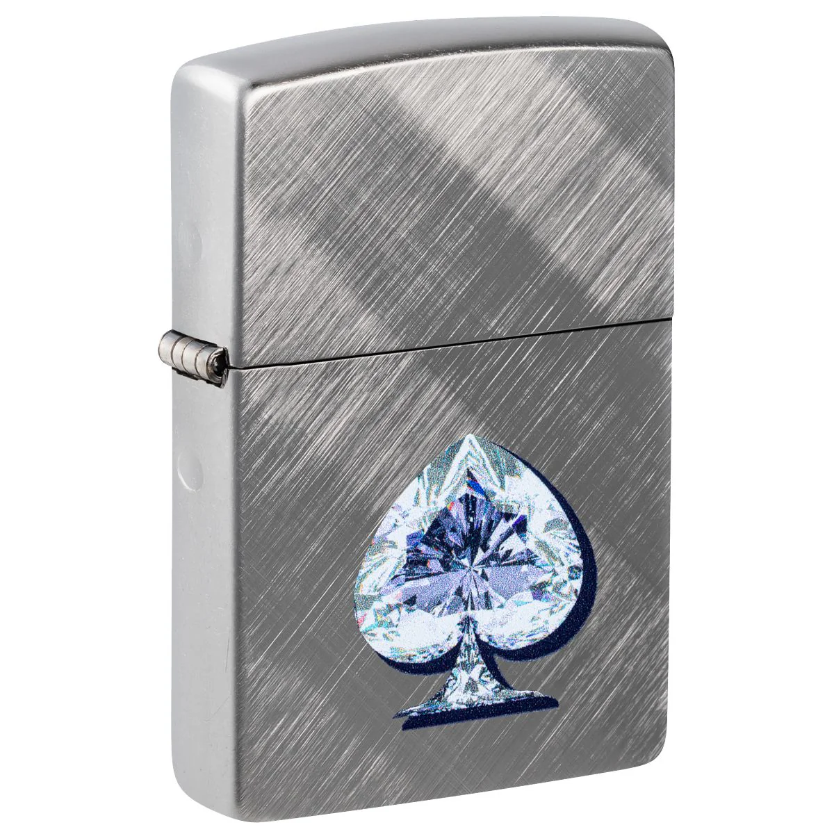 Zippo Lighter: Gleaming Spade Design - Diagonal Weave 46472