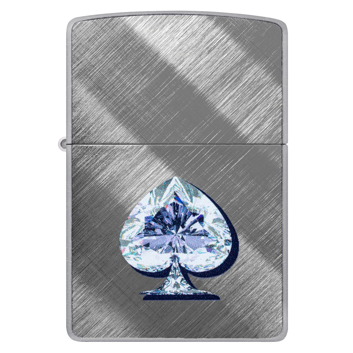 Zippo Lighter: Gleaming Spade Design - Diagonal Weave 46472 - Image 2