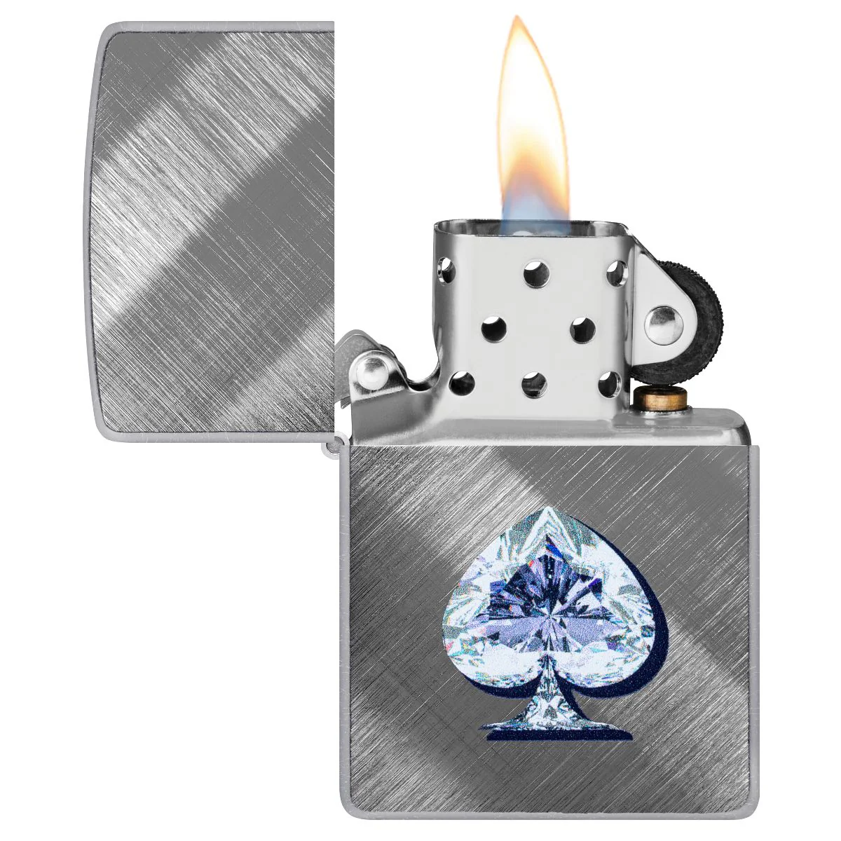 Zippo Lighter: Gleaming Spade Design - Diagonal Weave 46472 - Image 3