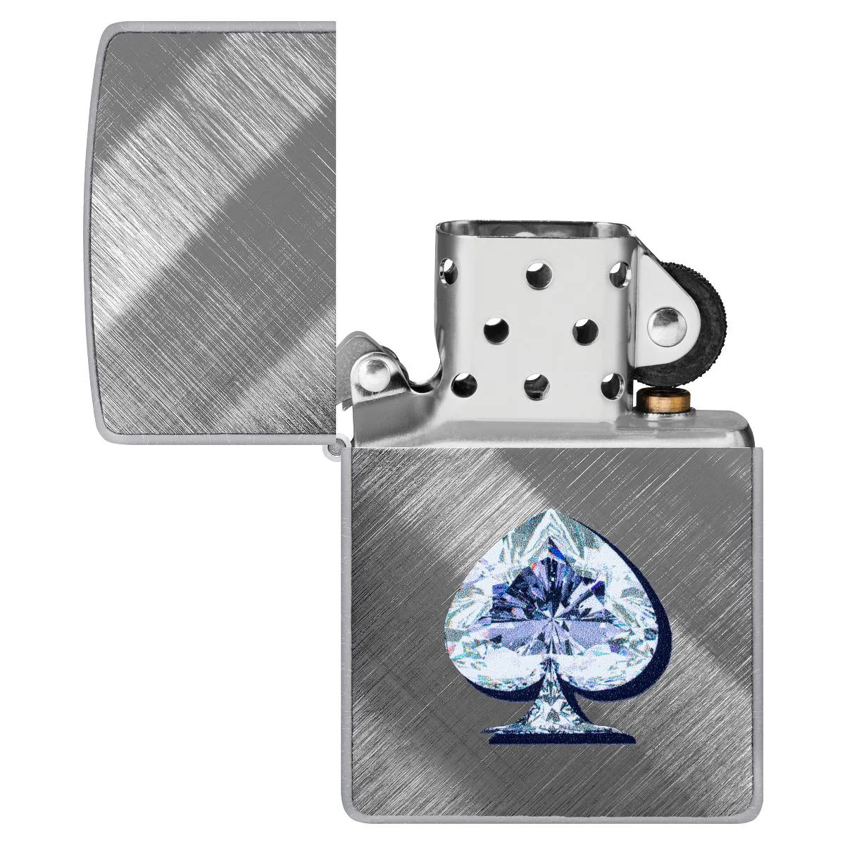 Zippo Lighter: Gleaming Spade Design - Diagonal Weave 46472 - Image 4
