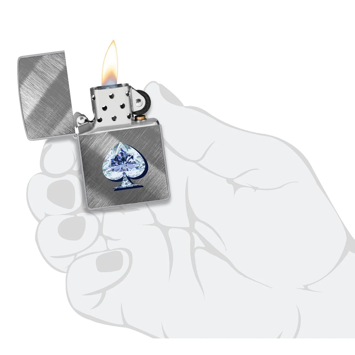 Zippo Lighter: Gleaming Spade Design - Diagonal Weave 46472 - Image 5