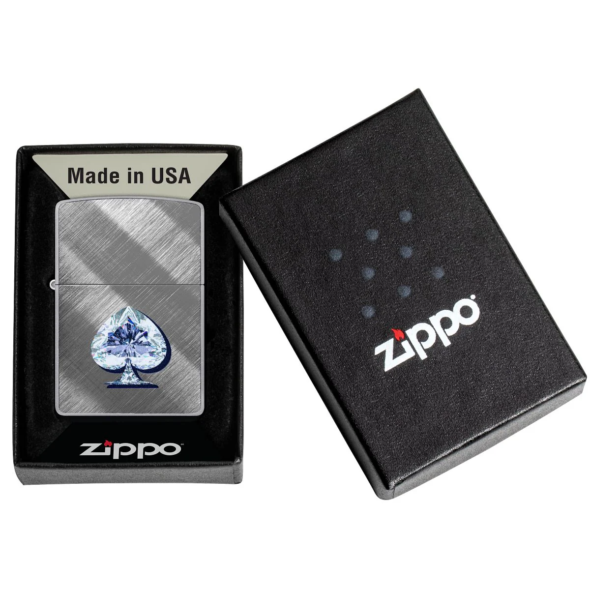 Zippo Lighter: Gleaming Spade Design - Diagonal Weave 46472 - Image 6