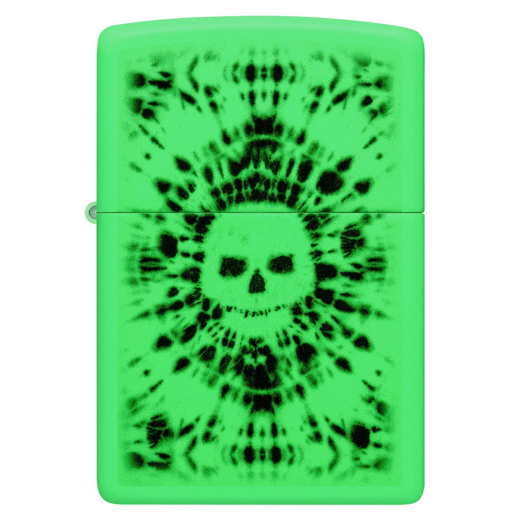 Zippo Lighter: Glowing Skull Design - Glow-in-the-Dark Green 46289 - Image 2