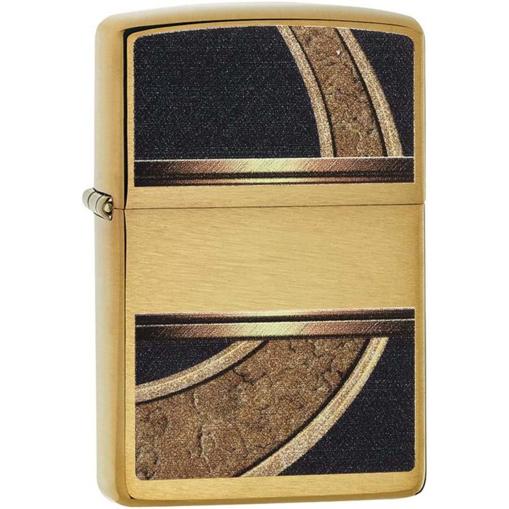 Zippo Lighter: Gold and Black - Brushed Brass 81168