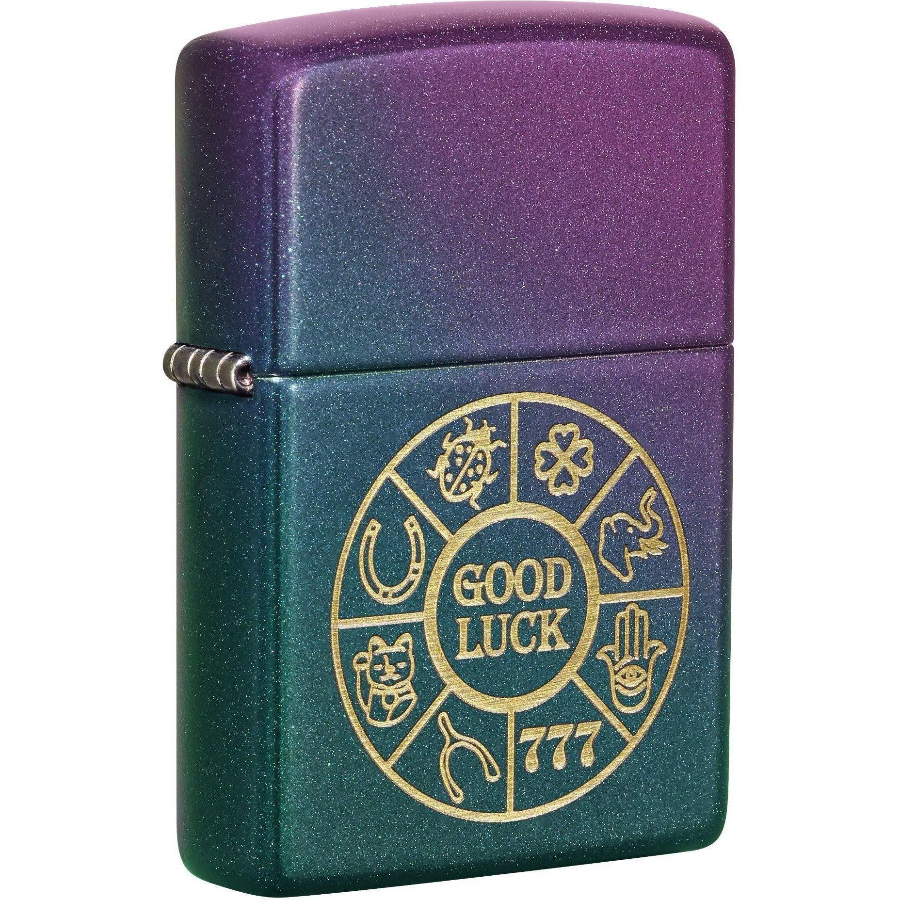 Zippo Lighter: Good Luck Symbols, Engraved - Iridescent 81625