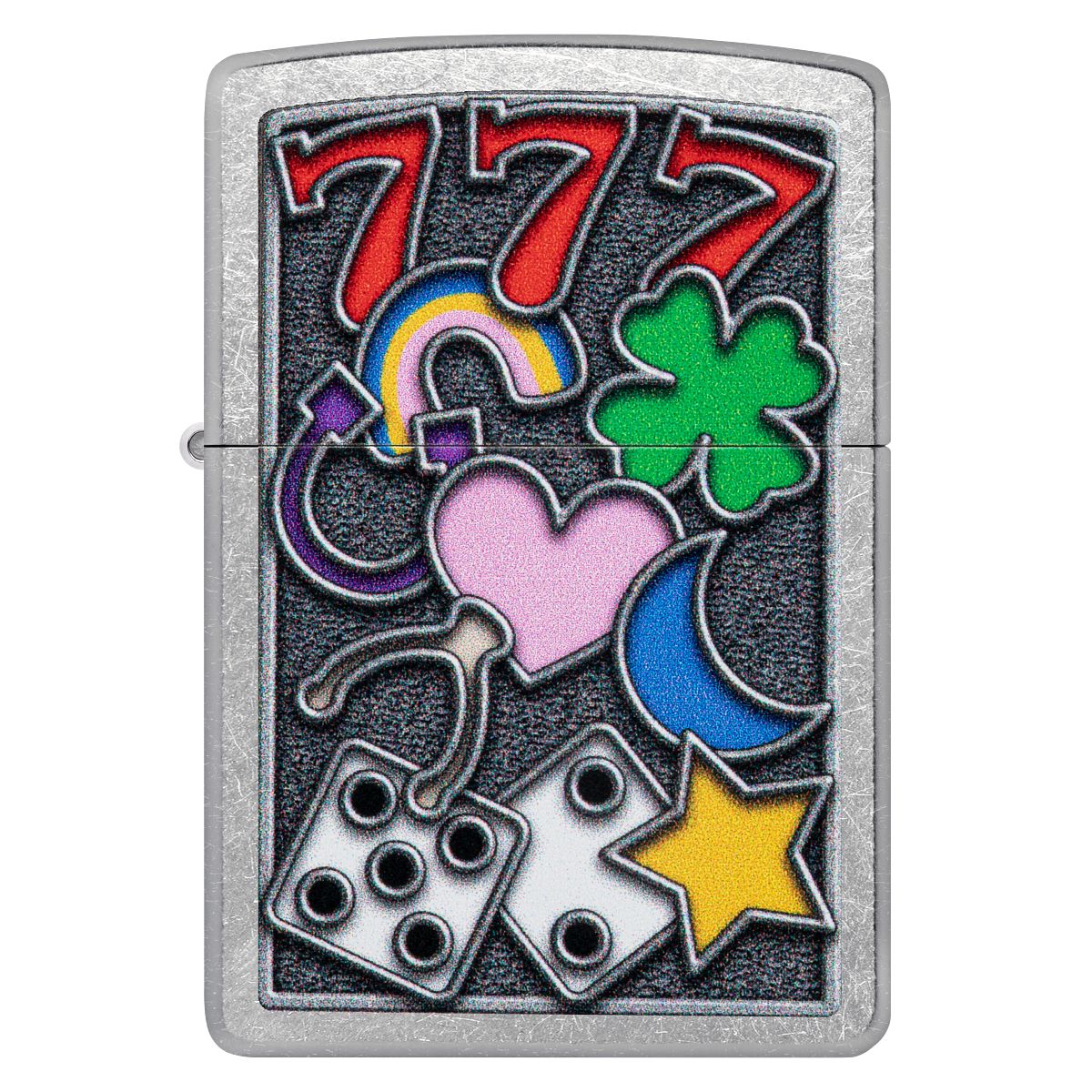 Zippo Lighter: Good Luck Symbols - Street Chrome 48682 - Image 2