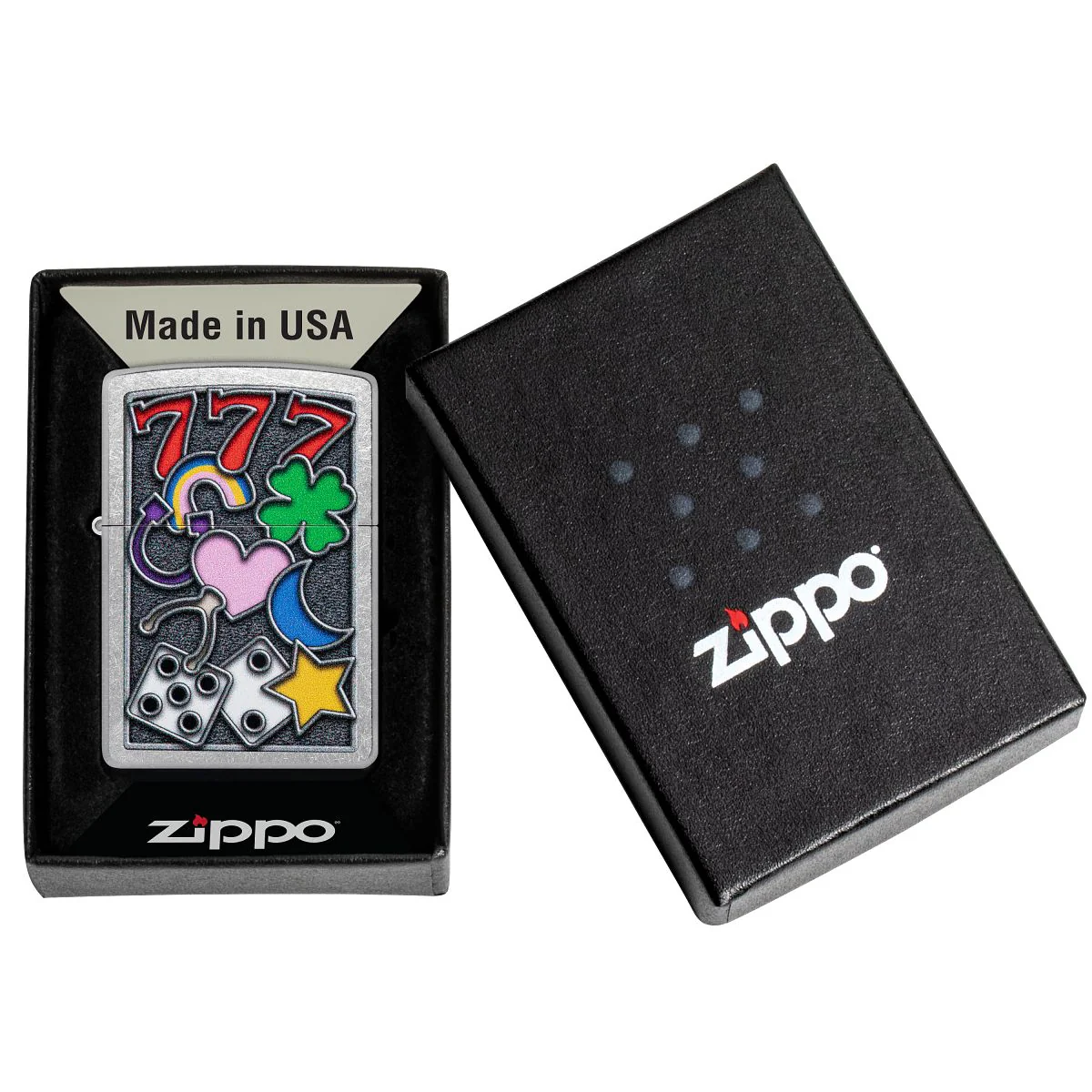 Zippo Lighter: Good Luck Symbols - Street Chrome 48682 - Image 6