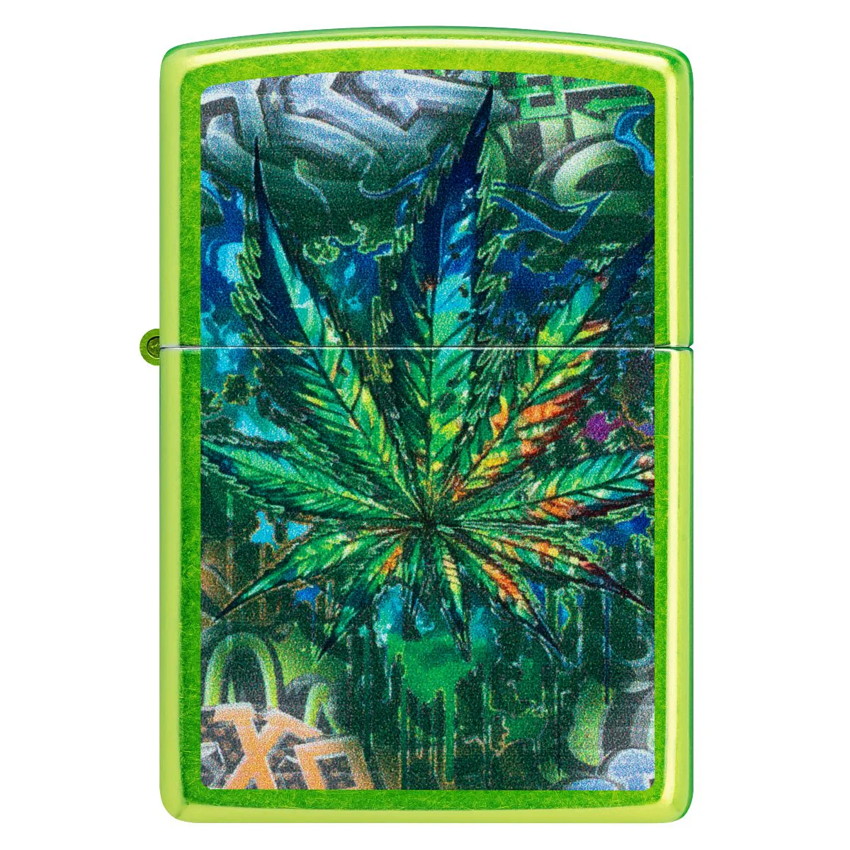 Zippo Lighter: Graffiti Weed Leaf - Lurid 46846 - Image 2