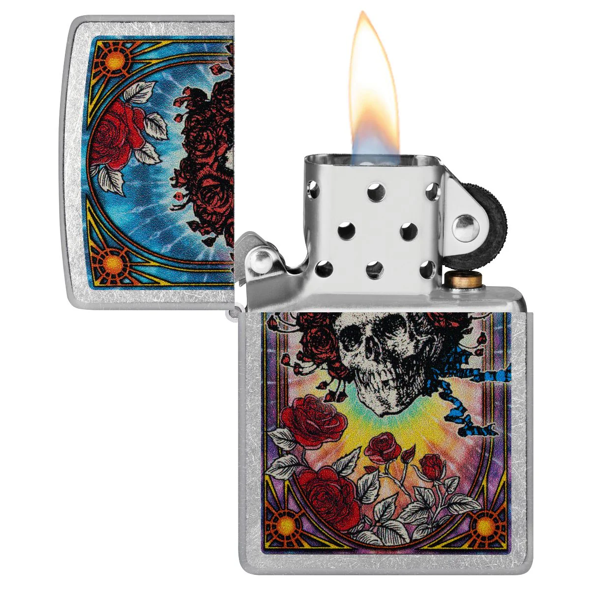 Zippo Lighter: Grateful Dead, Skull and Roses - Street Chrome 47248 - Image 3