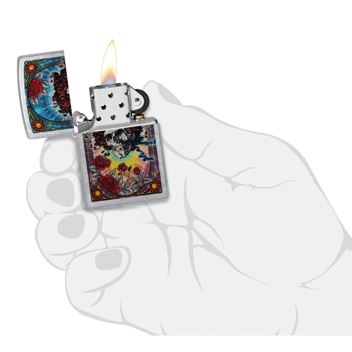 Zippo Lighter: Grateful Dead, Skull and Roses - Street Chrome 47248 - Image 5