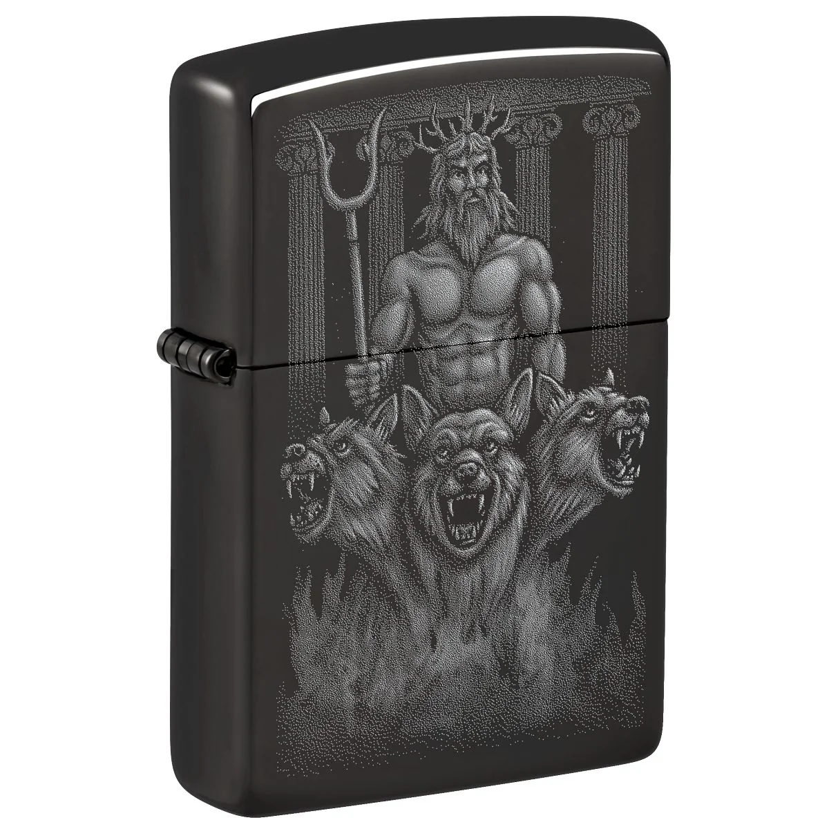 Zippo Lighter: Greek Dogs Design, Photo Image - High Polish Black 46264