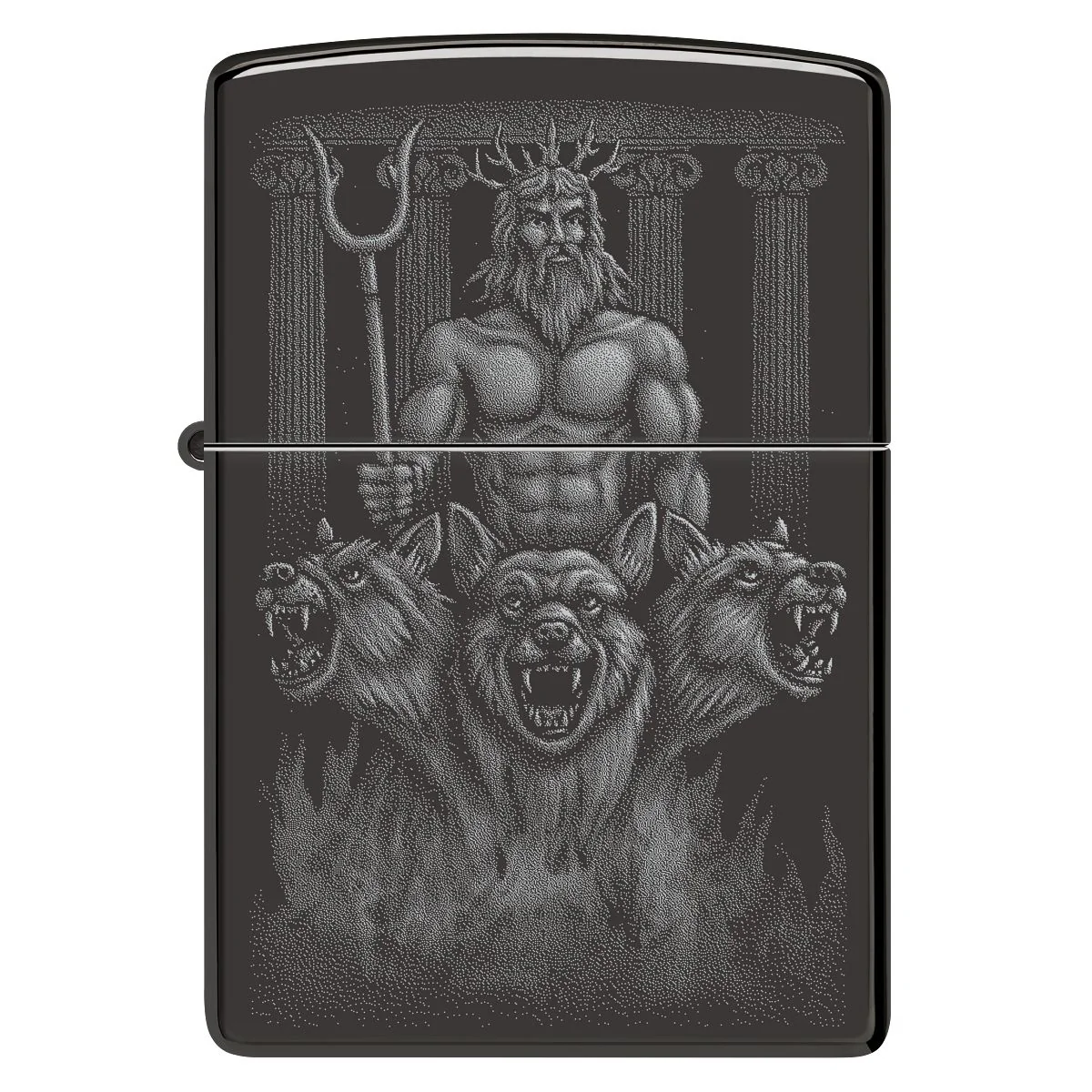 Zippo Lighter: Greek Dogs Design, Photo Image - High Polish Black 46264 - Image 2