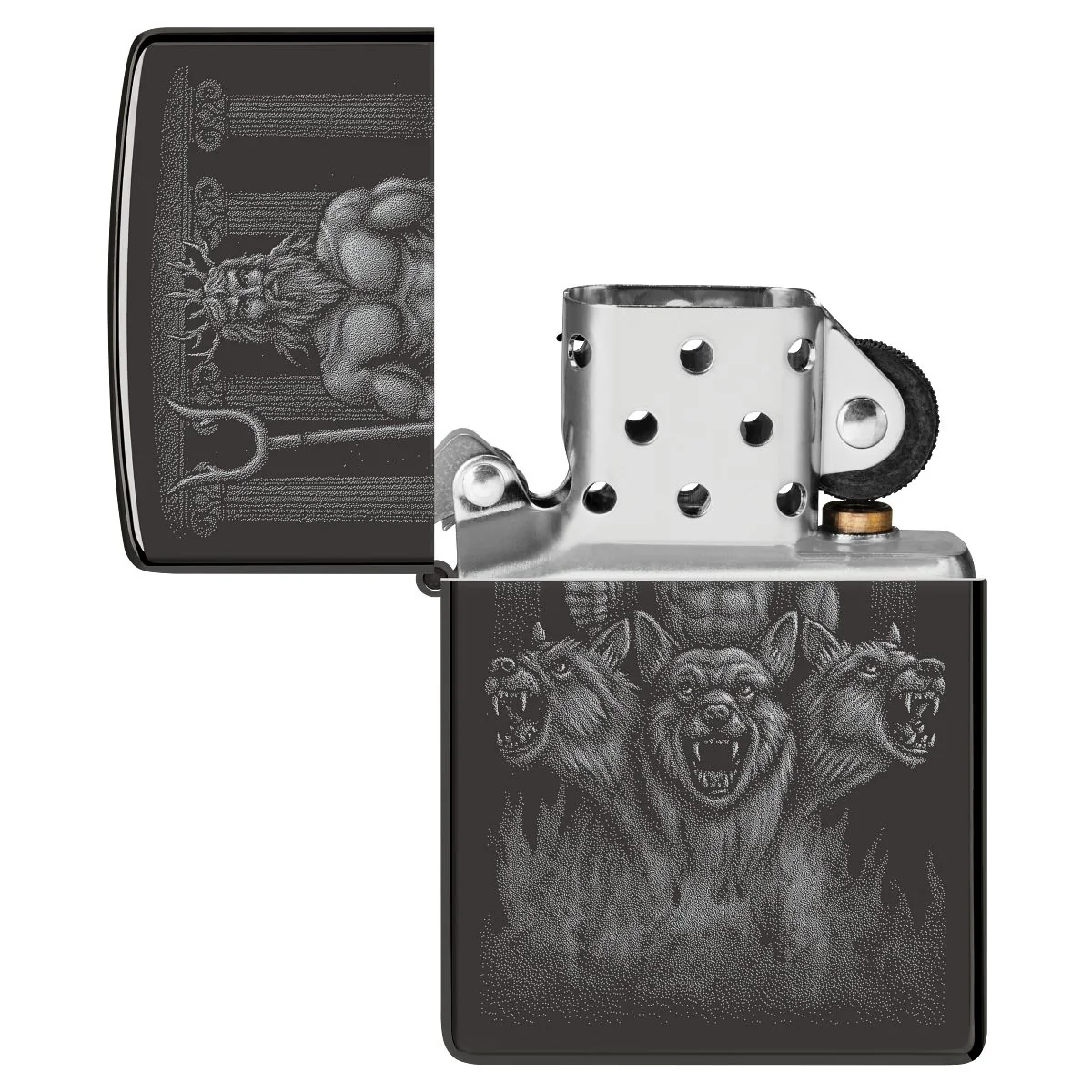 Zippo Lighter: Greek Dogs Design, Photo Image - High Polish Black 46264 - Image 4