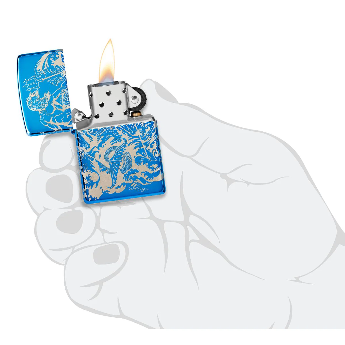 Zippo Lighter: Greek Mythology Design, Photo Image 360 - High Polish Blue 48787 - Image 9