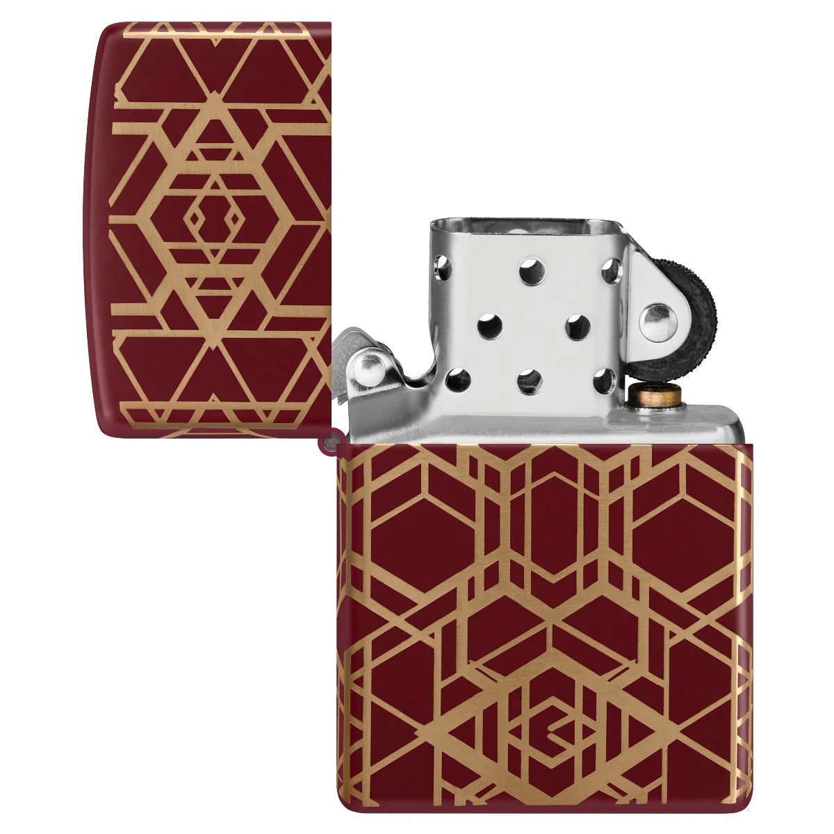 Zippo Lighter: Grid Pattern, 360 Laser - Merlot 46880 - Image 8