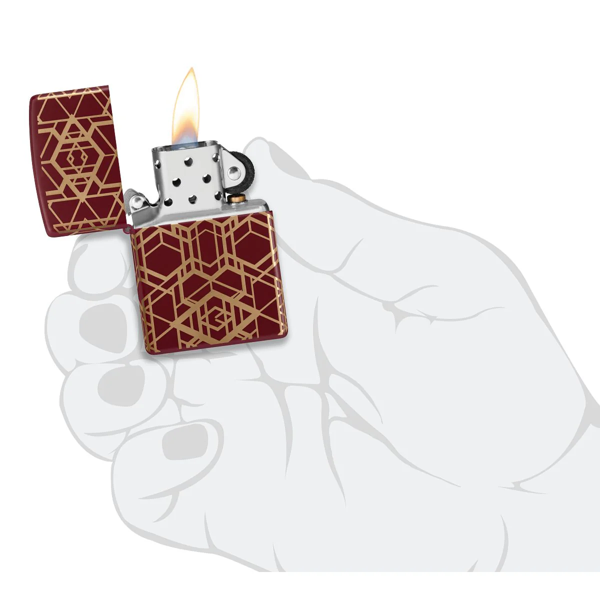 Zippo Lighter: Grid Pattern, 360 Laser - Merlot 46880 - Image 9