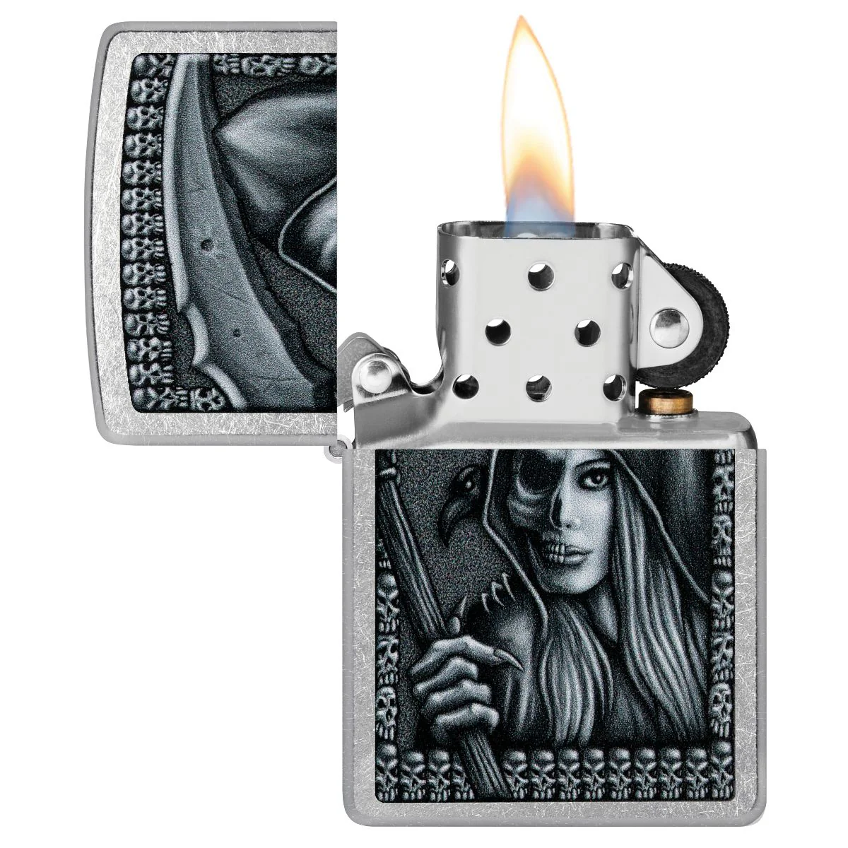 Zippo Lighter: Grim Beauty Design - Street Chrome 46151 - Image 3