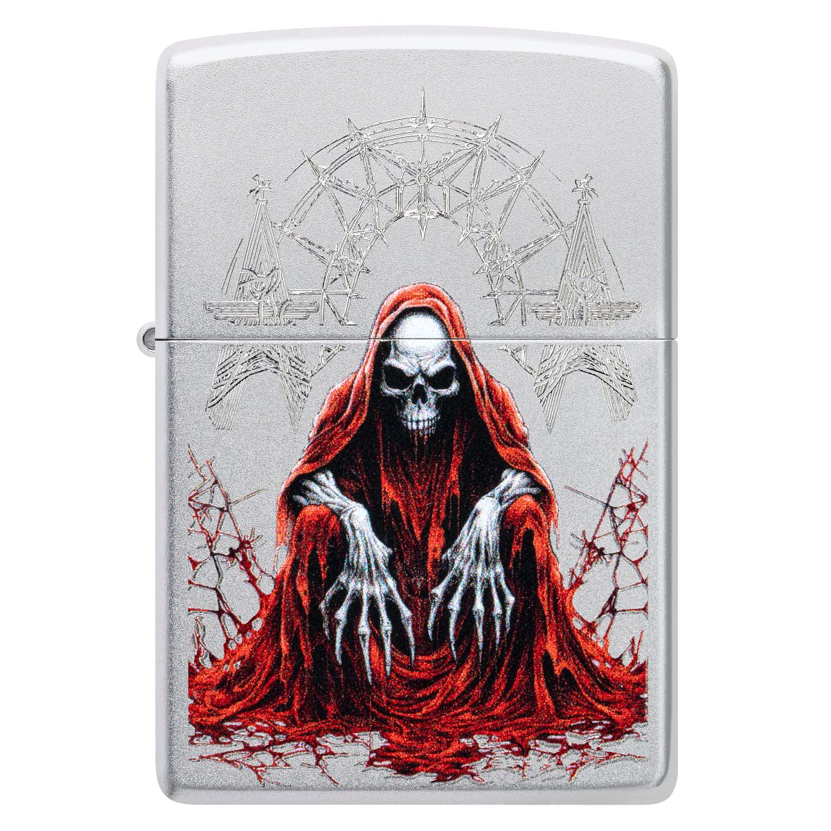 Zippo Lighter: Grim Reaper with Egraved Pattern - Satin Chrome 46913 - Image 2