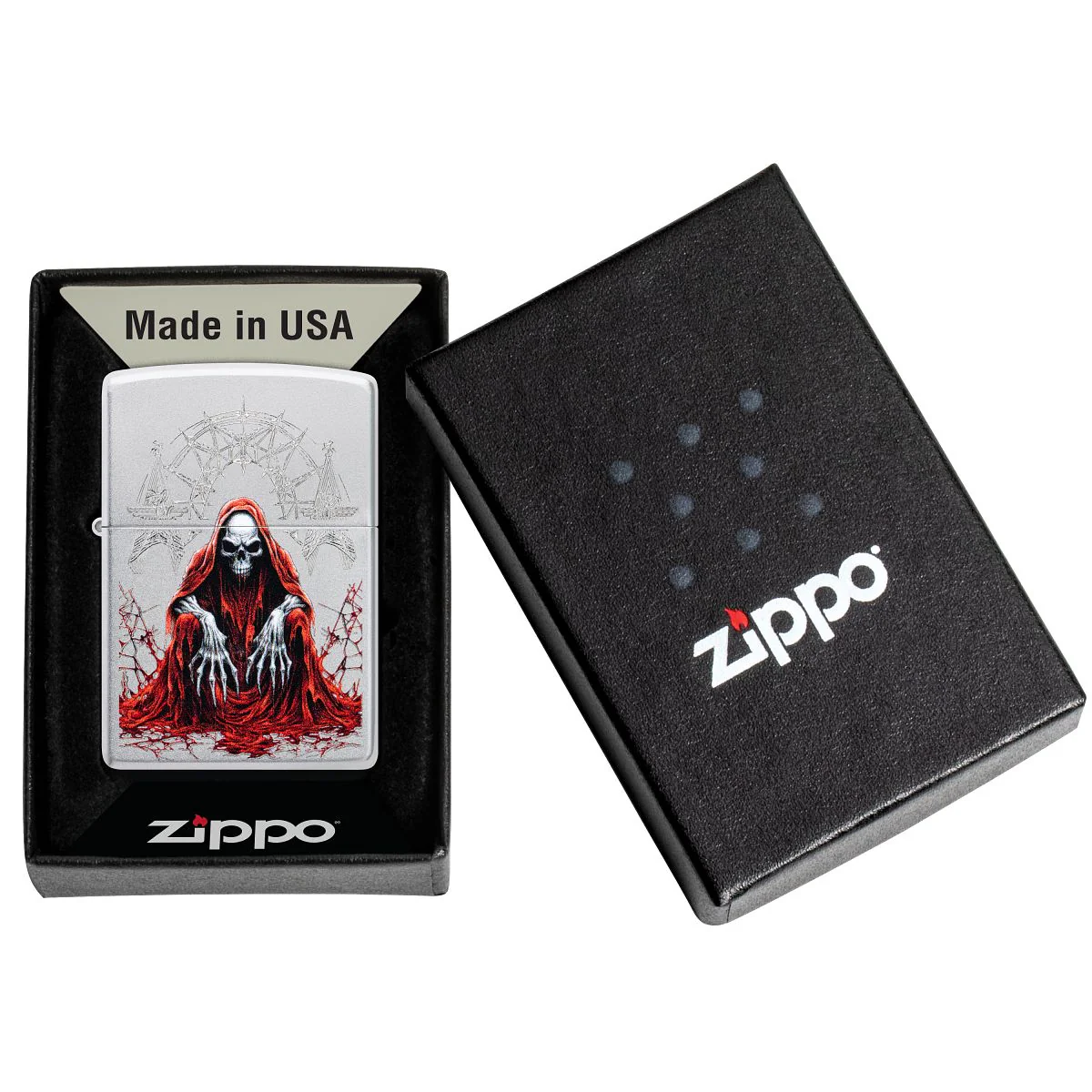 Zippo Lighter: Grim Reaper with Egraved Pattern - Satin Chrome 46913 - Image 6