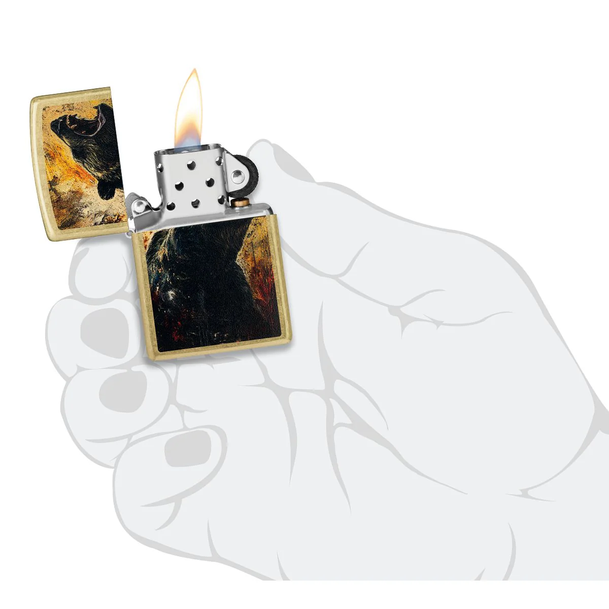 Zippo Lighter: Grizzly Bear Roar  - Street Brass 46695 - Image 5
