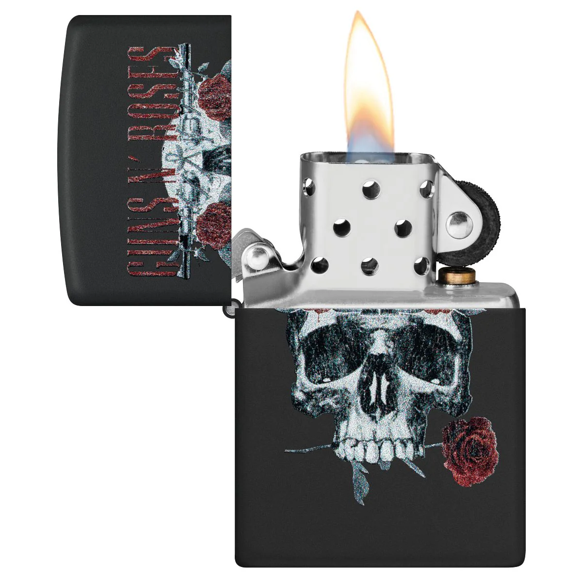 Zippo Lighter: Guns N' Roses, Skull and Roses - Black Matte 47227 - Image 3