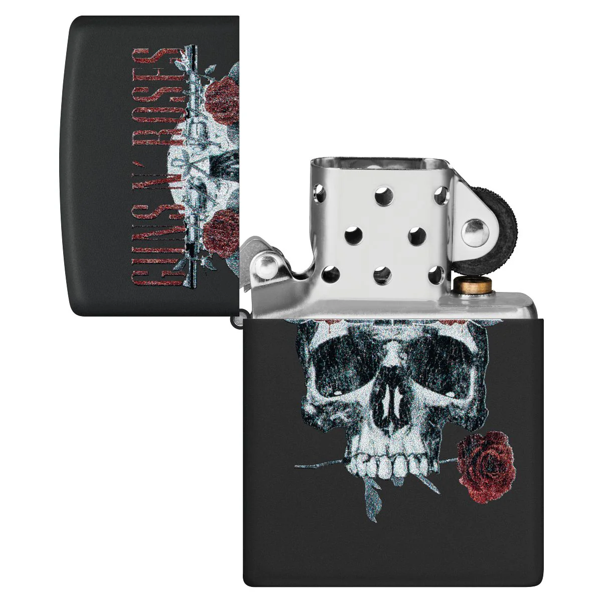 Zippo Lighter: Guns N' Roses, Skull and Roses - Black Matte 47227 - Image 4