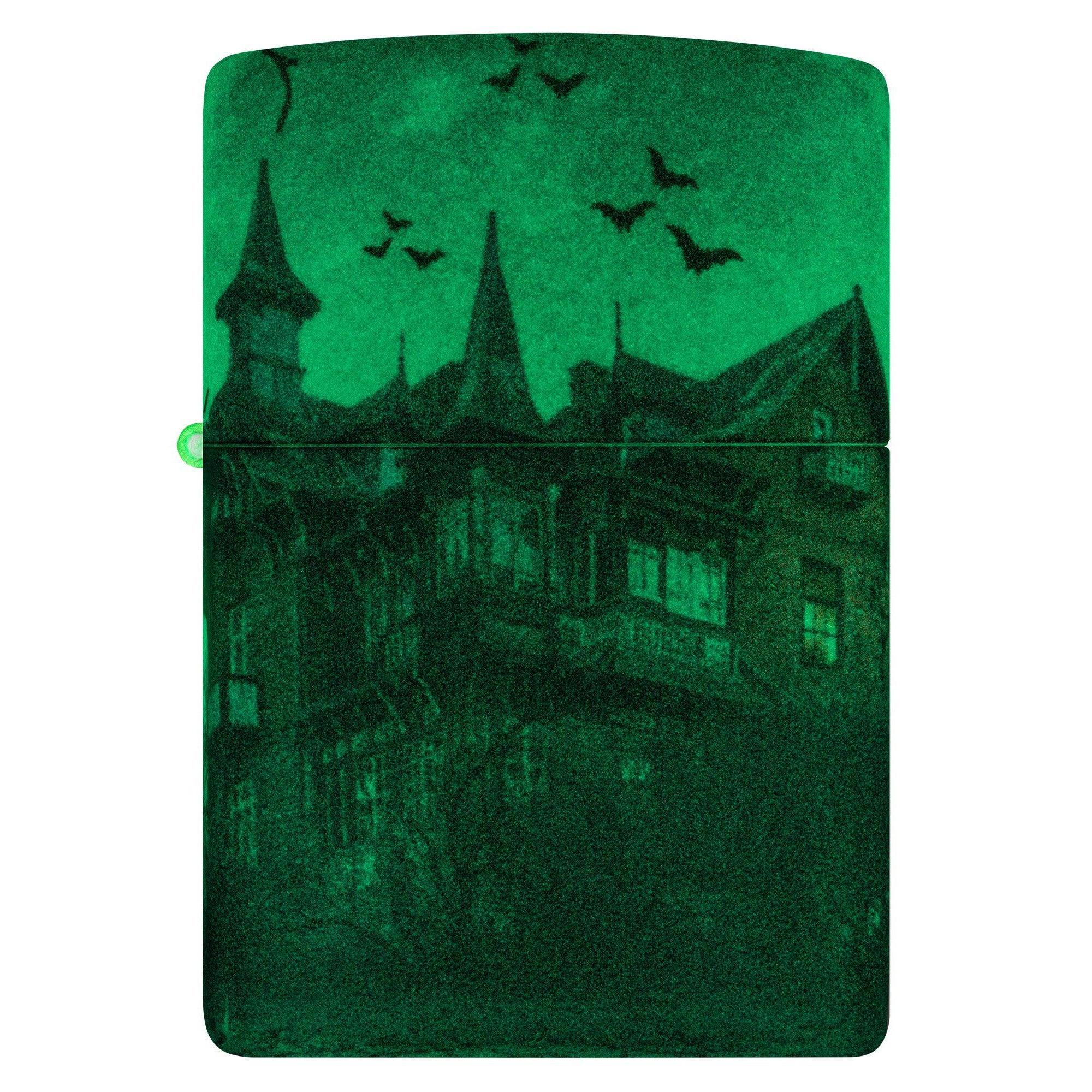 Zippo Lighter: Haunted House - Glow-in-the-Dark Green 48922 - Image 4