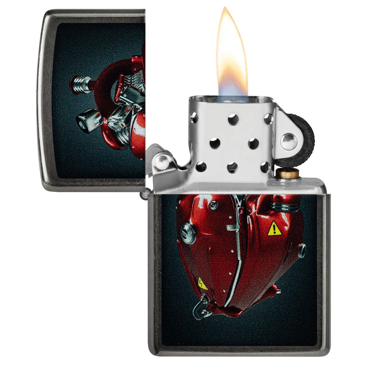 Zippo Lighter: Heart Engine - Grey 46656 - Image 3