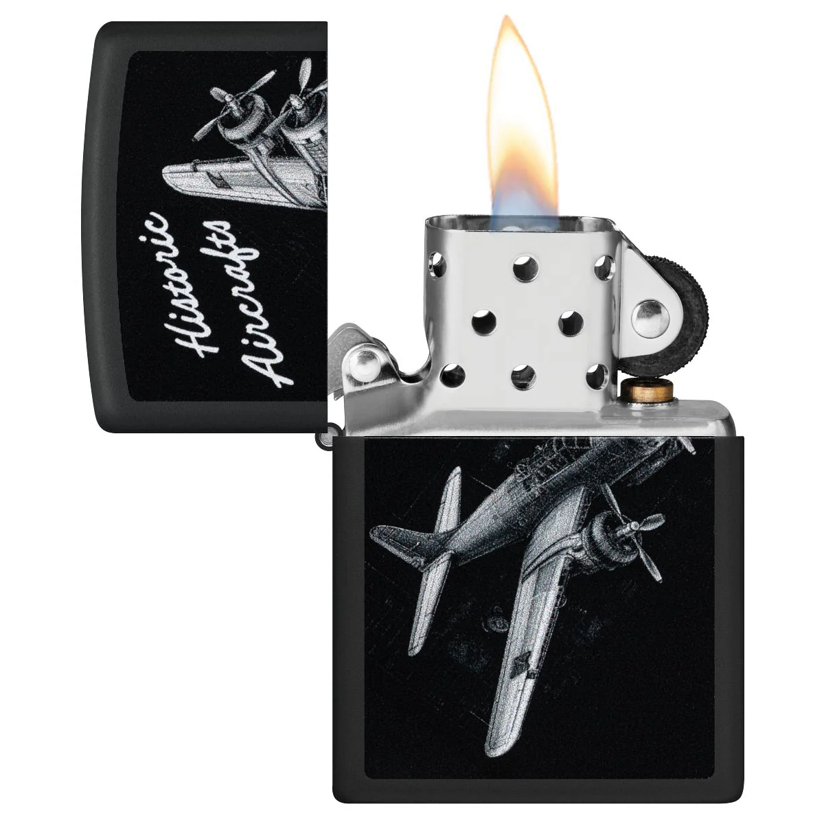 Zippo Lighter: Historic Airplane - Black Matte 46905 - Image 3