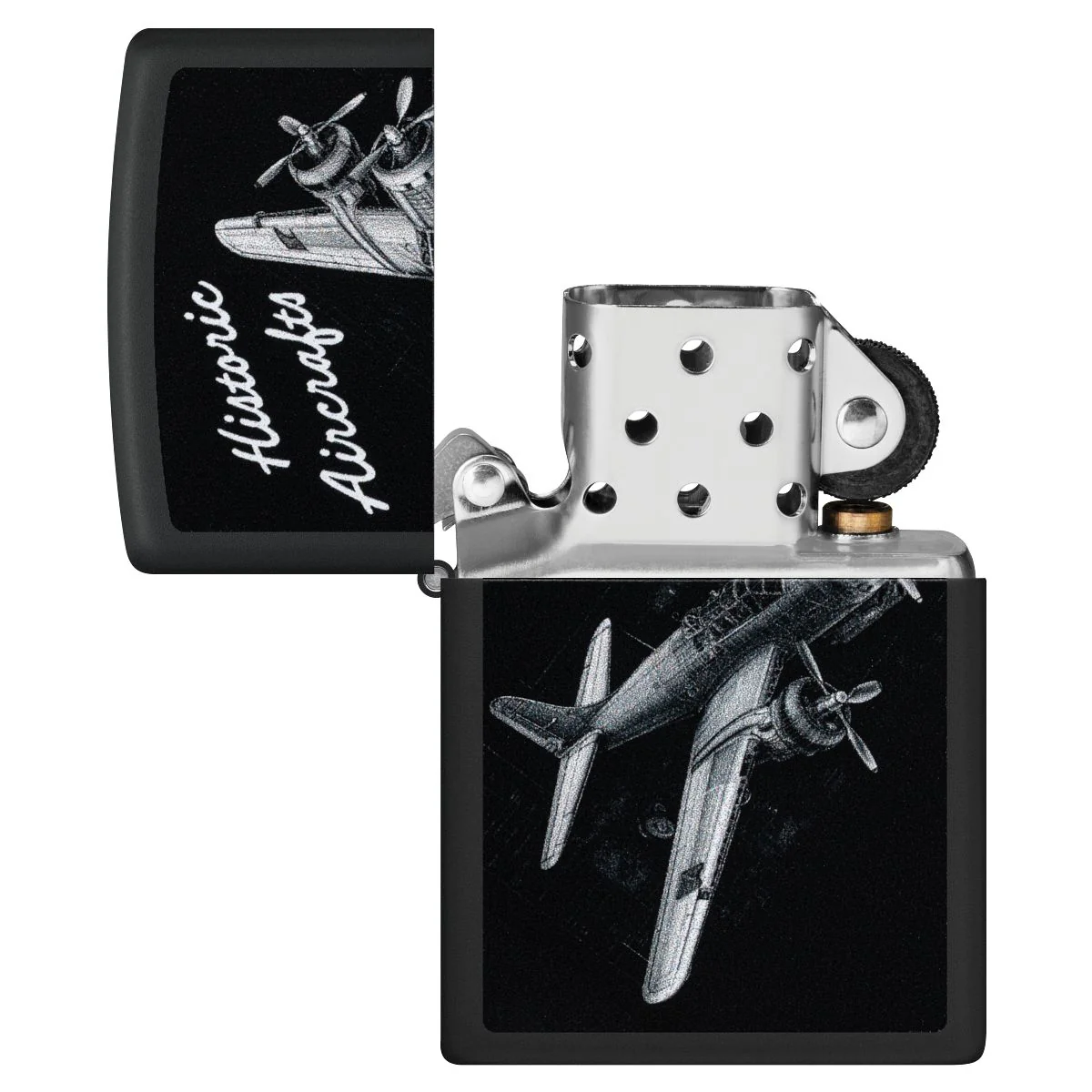 Zippo Lighter: Historic Airplane - Black Matte 46905 - Image 4