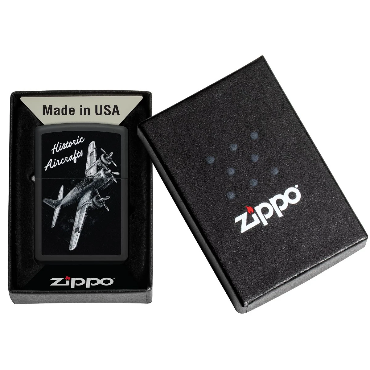 Zippo Lighter: Historic Airplane - Black Matte 46905 - Image 6