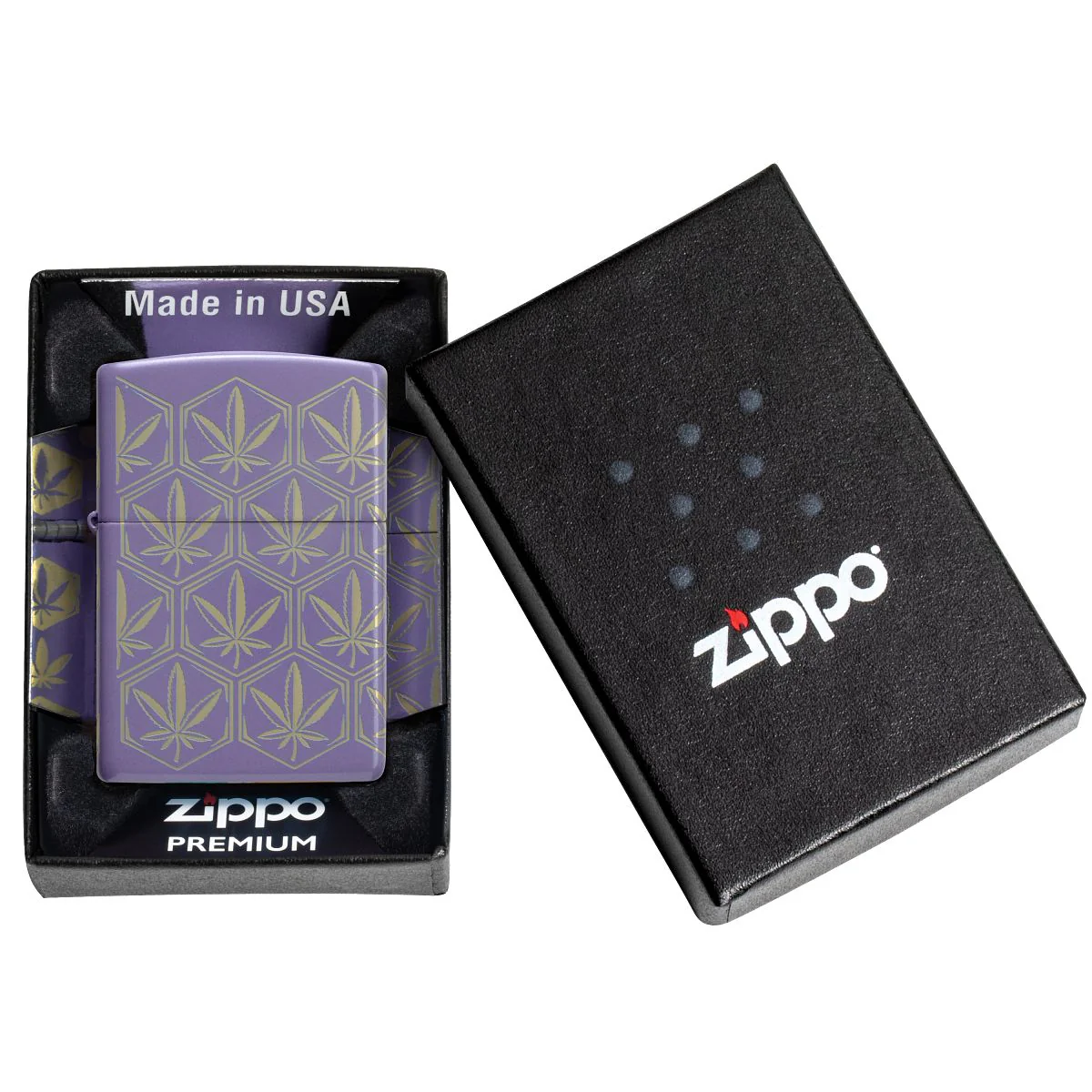 Zippo Lighter: Honeycomb Weed Leaves, 360 Laser - Smokey Lavender 46855 - Image 10