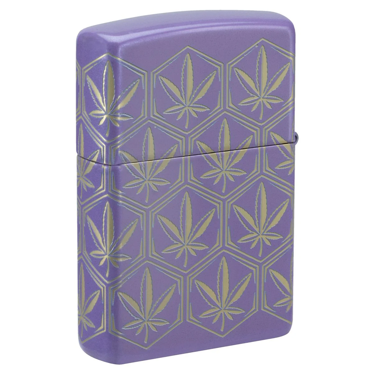 Zippo Lighter: Honeycomb Weed Leaves, 360 Laser - Smokey Lavender 46855 - Image 2