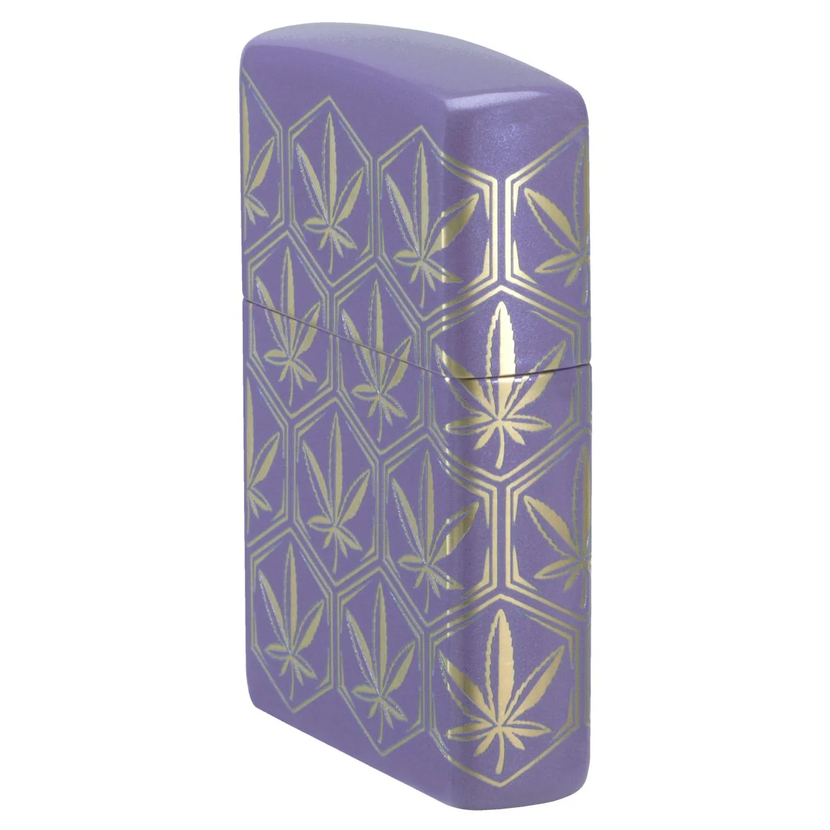Zippo Lighter: Honeycomb Weed Leaves, 360 Laser - Smokey Lavender 46855 - Image 3